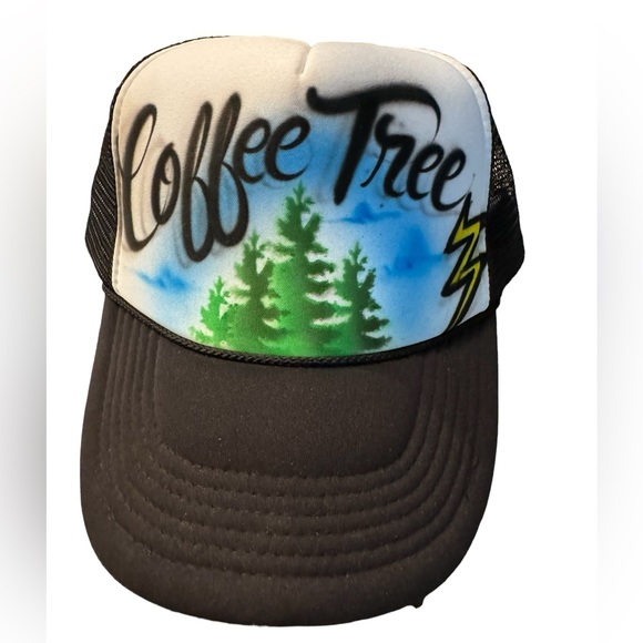 nissun Accessories - Retro Coffee Tree Shop Air Brush Graffiti Streetwear Trucker Basesball Hat OS